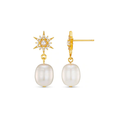 Pavé Starburst & Pearl Drop Earrings 31569