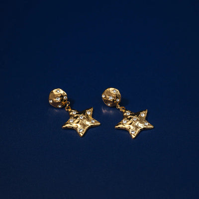 Statement Molten Star Embellished Drop Earrings 31591