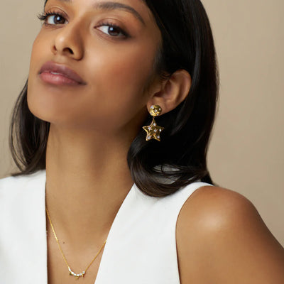 Statement Molten Star Embellished Drop Earrings 31591
