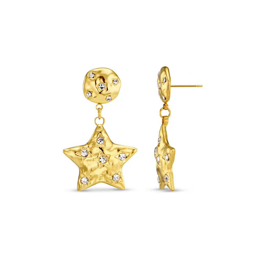 Statement Molten Star Embellished Drop Earrings 31591