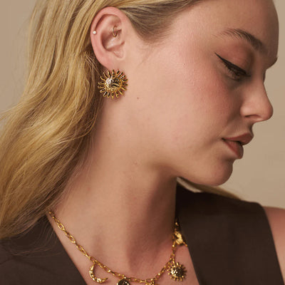 Statement Molten Sun Stud Earrings