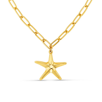 Statement Polished Starfish Chain Necklace