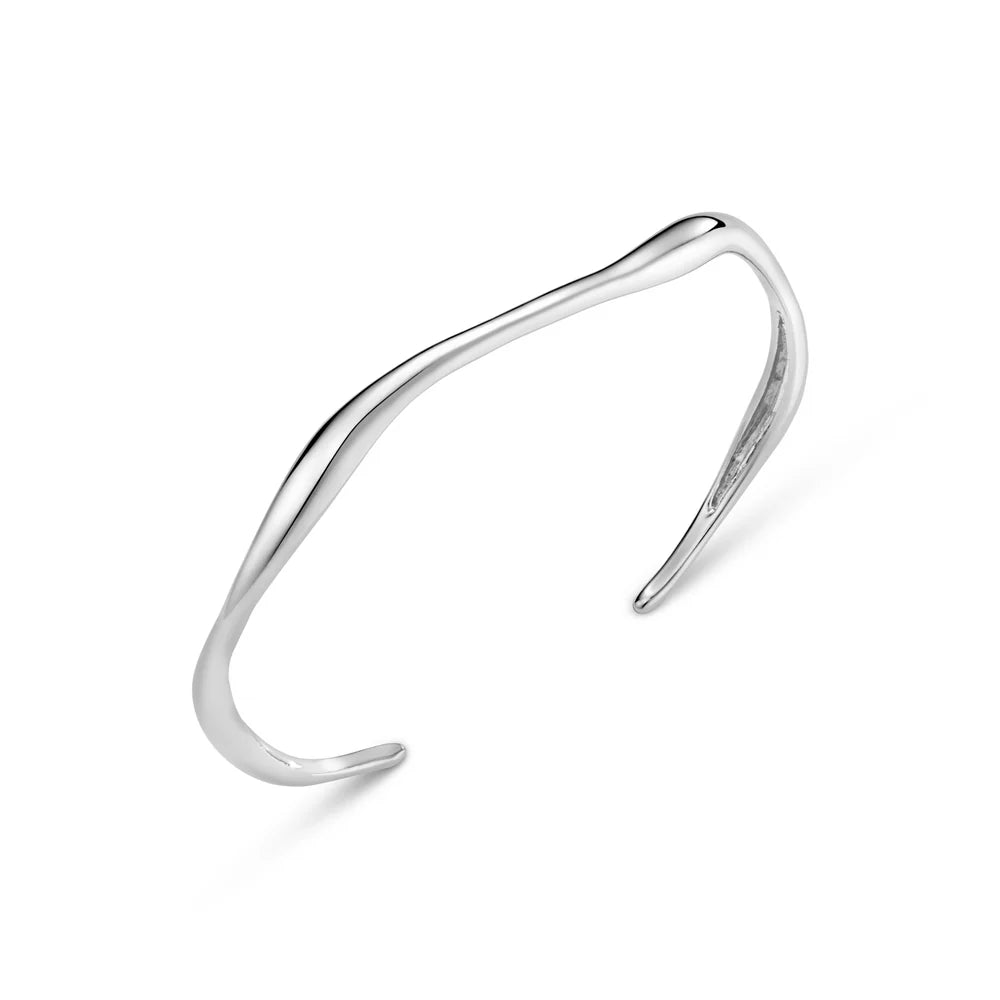 Fine Wave Bangle - Silver