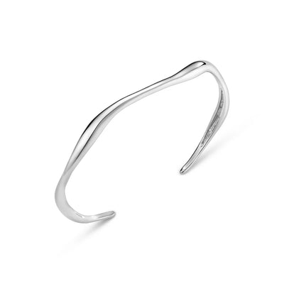 Fine Wave Bangle - Silver