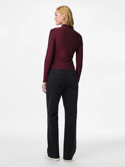 PcSandra Mockneck Top Beetroot Purple