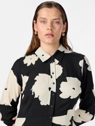 YasSavanna Shirt Dress Black Flower