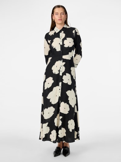 YasSavanna Shirt Dress Black Flower