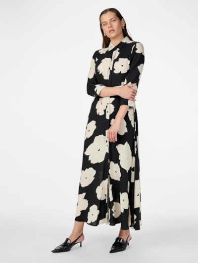 YasSavanna Shirt Dress Black Flower