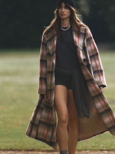 YasCira Long Coat Oxford Tan/Pink