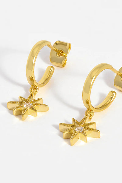 North Star Charm Hoops Gold
