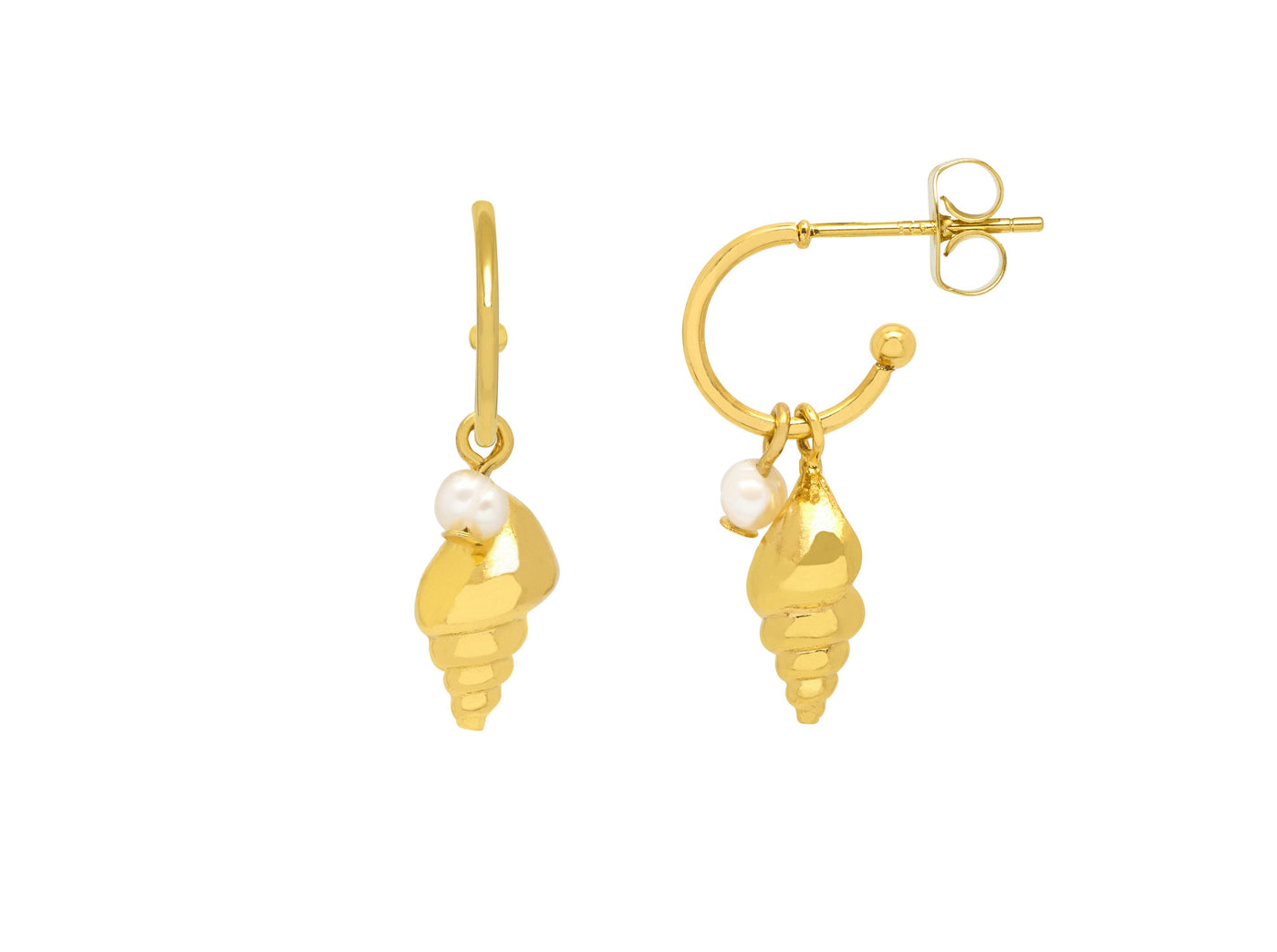 Shell & pearl hoop earrings