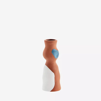 Terracotta Vase Natural/Blue Spot